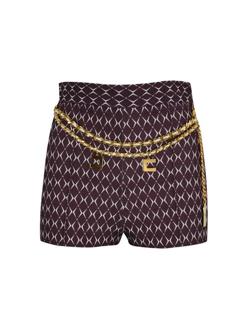 Shorts in crepe con fantasia rombi e cintura Elisabetta Franchi | SHS0146E2CI8